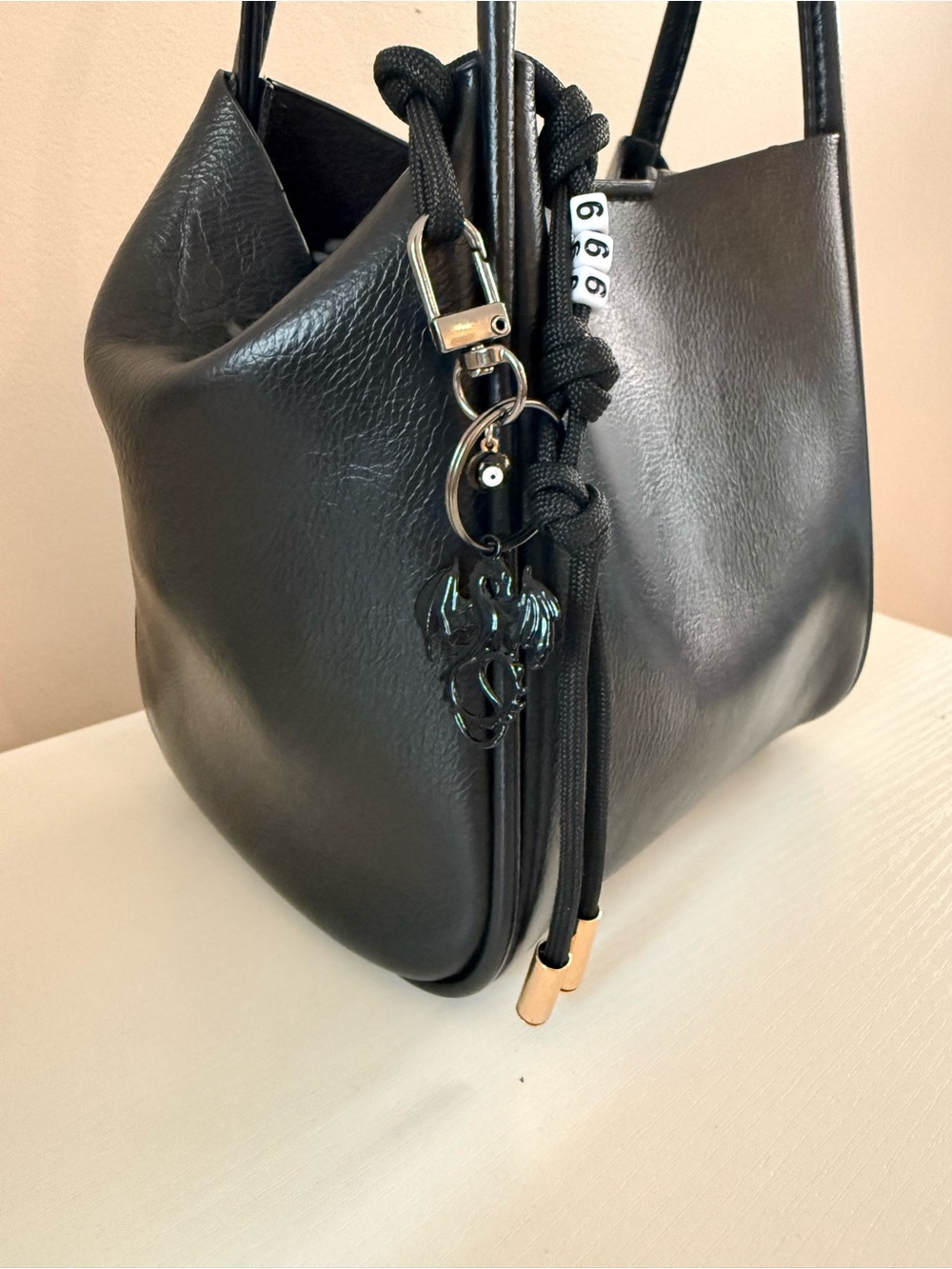 NEW 666 Angel Number Black Evil Eye Dragon Gun Metal bag charm - Picture 5 of 6